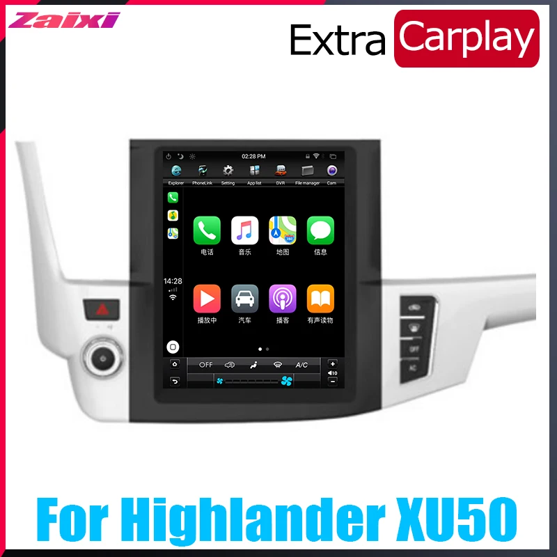 Sale ZaiXi Android Car Multimedia GPS For Toyota Highlander XU50 2014~2019 Radio vertical screen tesla screen Radio Video USB DAB+ 2