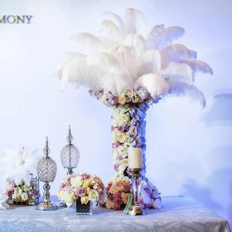 25-30cm White Ostrich Feathers Plume Wedding Centerpieces Home Decoration Festival Supplies Tinsow 15 Pcs Natural 10-12inch