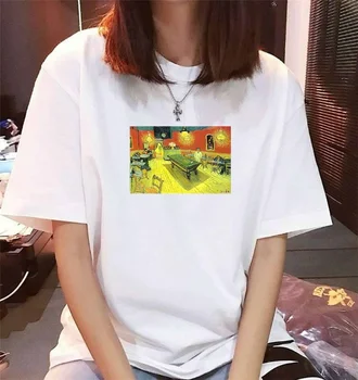 

HAHAYULE-JBH 2019 new Summer Fashion 1 pcs Van Gogh Art t-shirt 100% Cotton Casual Funny Harajuku Short Sleeves Hot Sale
