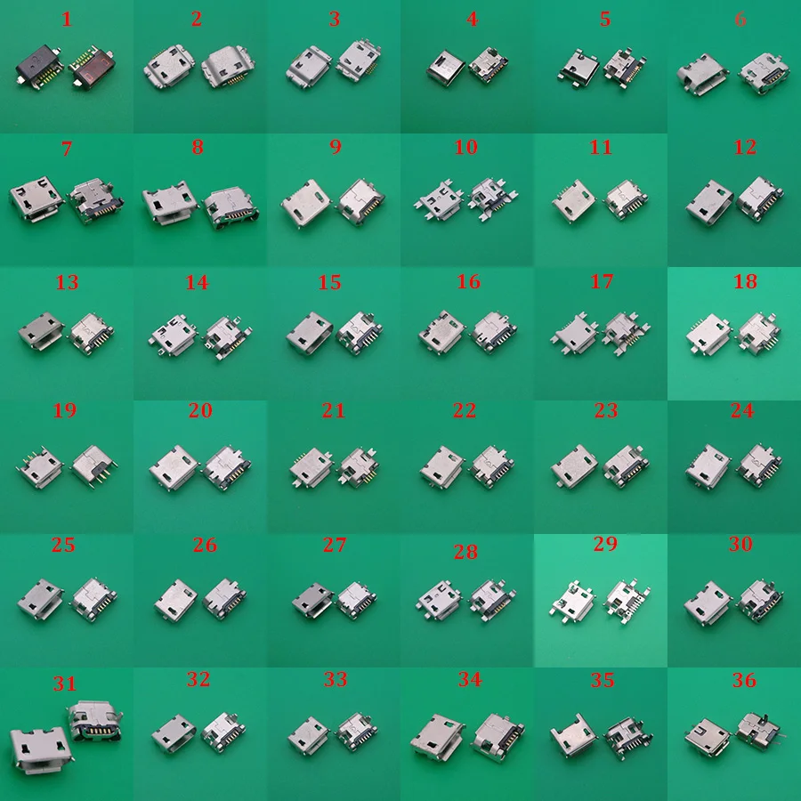 36 модель мини micro usb разъем гнездо для зарядки женский V8 порт штекер 5Pin 7 Pin для samsung huawei lenovo телефон планшетный ПК