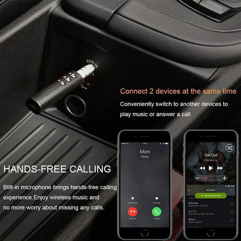 Автомобильный Bluetooth AUX 3 5 мм аудио ресивер микрофон для звонков адаптер 4 0
