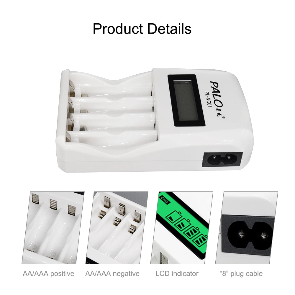 PALO 4 Slots Smart Intelligent Battery Charger Fast Charge For 1.2V AA / AAA NiCd NiMh Rechargeable Battery LCD Display PALO 4 Slots Smart Intelligent Battery Charger Fast Charge For 1.2V AA / AAA NiCd NiMh Rechargeable Battery LCD Display