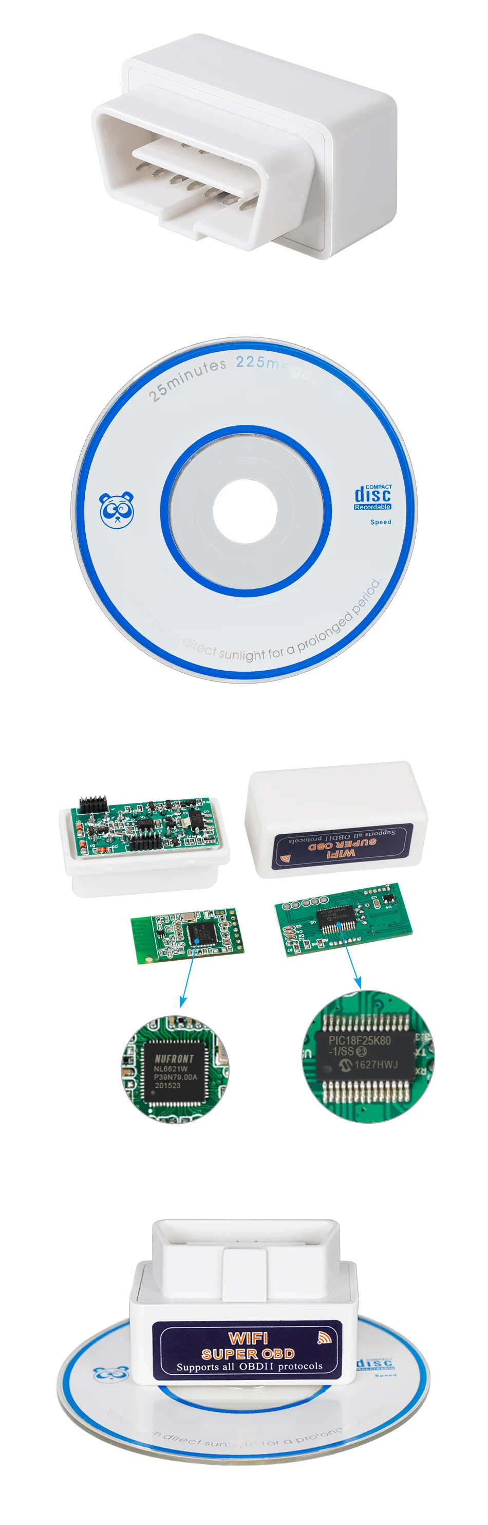 Супер OBD ELM327 wifi V1.5 OBDII OBD2 автоматический диагностический инструмент с чипом PIC18F25K80 ELM 327 Wi-Fi V 1,5 сканер для iOS Android PC