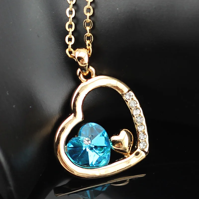 С фабрики Самая низкая цена GP Мода австрийский кристалл океана сердце ожерелье кулон Модные ювелирные изделия 83004