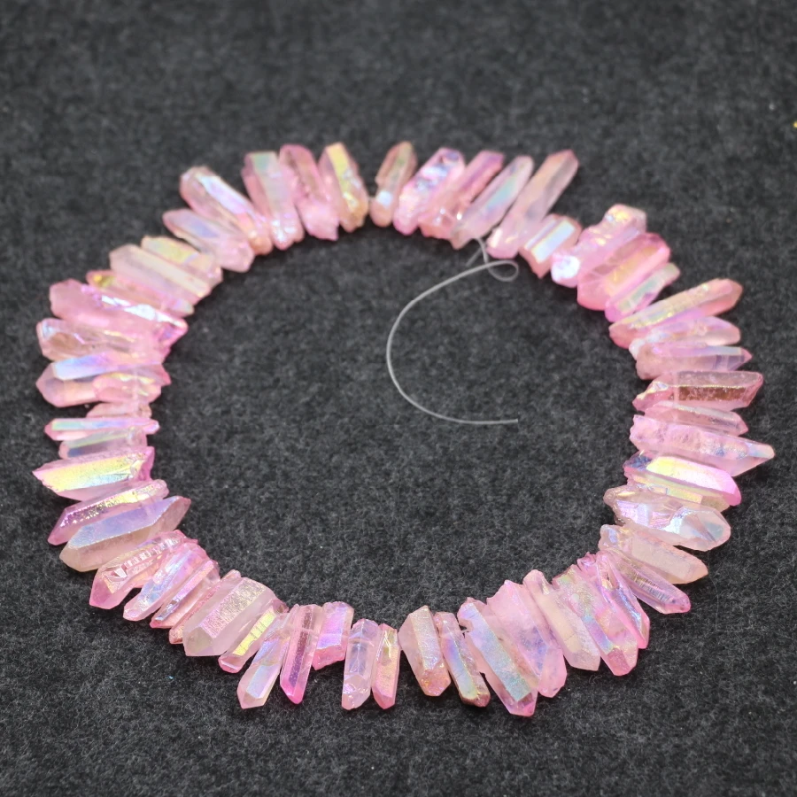 Pink Crystal Titanium Ab Healing Crystal Quartz Beads Top Drilled Point