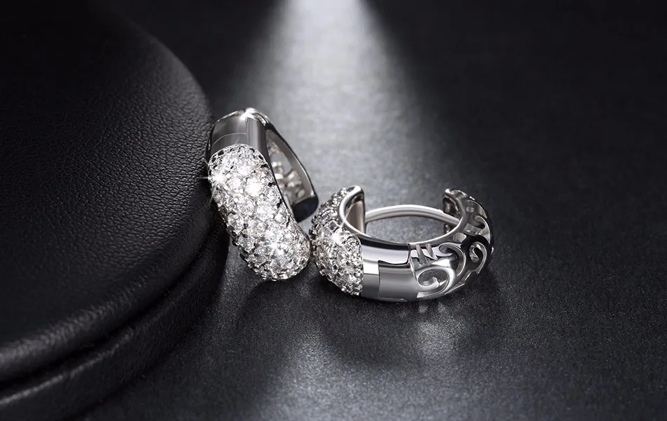 Circle Austrian Clear Cz Earring For Women Fashion Party Elegant Stud Earrings Jewelry