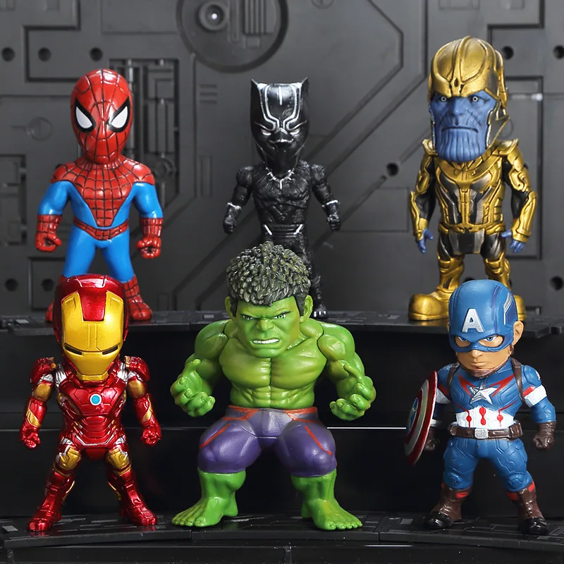 

6Pcs/set Avengers 3 Infinity War Hulk/Iron Man/Batman/Spiderman/Thanos/Captain America PVC Action Figure Set Kids Toys