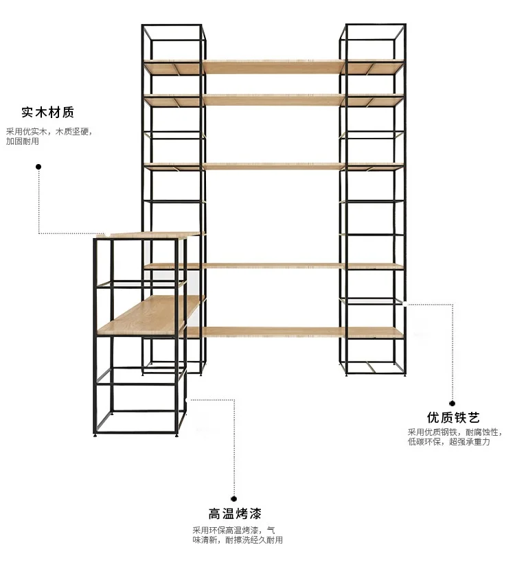 Предварительно собранные железные стеллажи на угловых/полках из цельной древесины