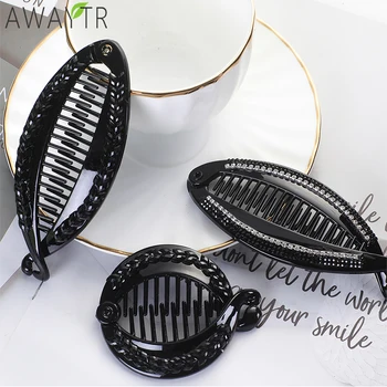 

AWAYTR Women Fashion Hair Clip Crystal Hair Holder Banana Clips Shape Headwear Hair Accessories Hair Claw Crystal Bow Hairgrips