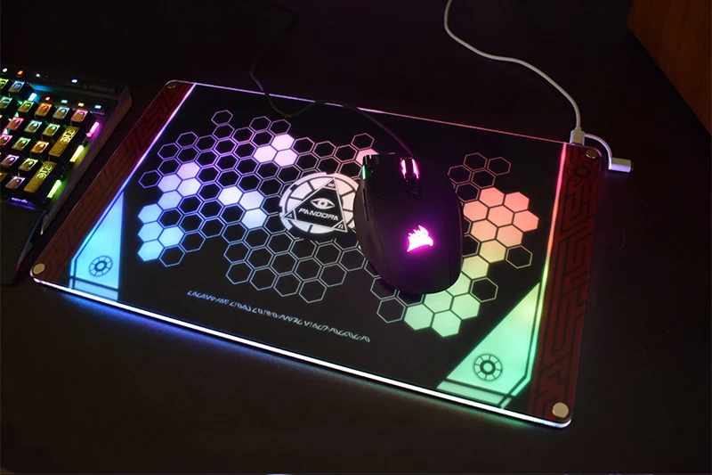 Стеклянный коврик для мыши Pandora с RGB подсветкой совместимый большинством