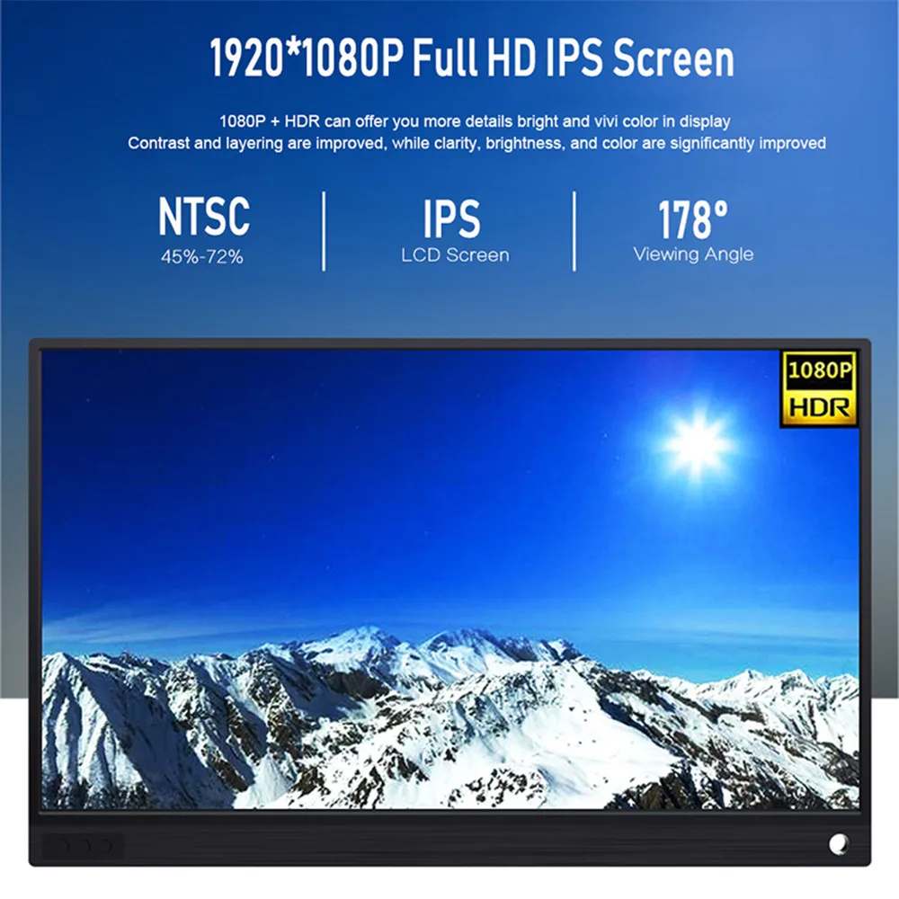 15.6 inch Touch Screen Monitor Portable Ultrathin 1080P IPS HD USB Type C Dispaly for laptop phone 