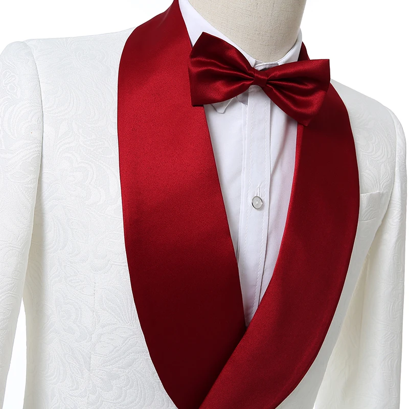 2019 Men White Printed Suits Double Breasted Wedding Suits for Men Groom Tuxedos Custom Made Formal Best Man Blazers Bridegroom 2019 Men White Printed Suits Double Breasted Wedding Suits for Men Groom Tuxedos Custom Made Formal Best Man Blazers Bridegroom