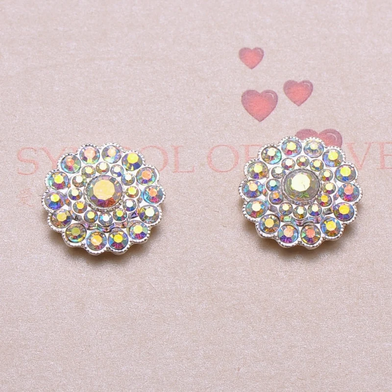 

(J0087)22mm diameter metal rhinestone button,all ab crystals ,silver plating,flat back