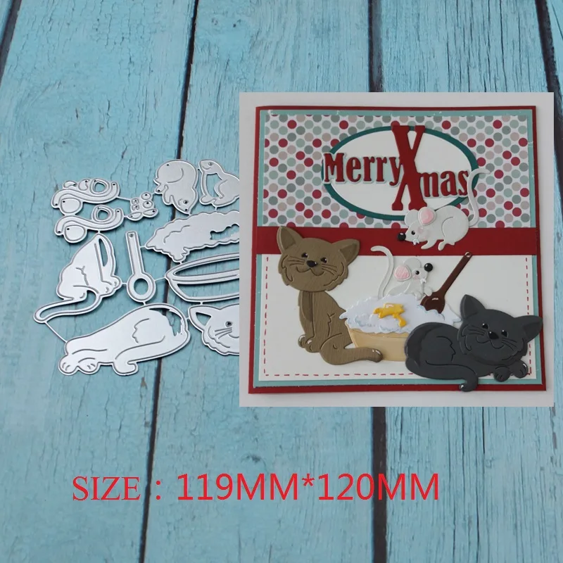 

Cat and mouse Metal Cutting Dies for DIY Scrapbooking Photo Album Embossing Paper Cards Making Decorative Crafts