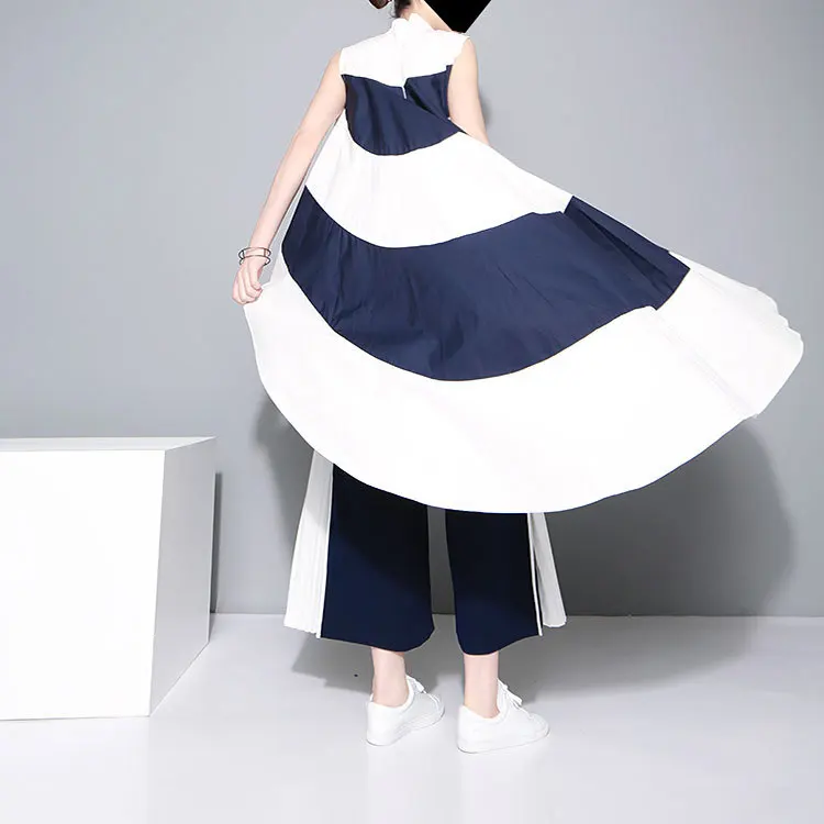 

Summer women fashions large big size sleeveless asymmetrical hem ruffles dresses long loose shirt dress women