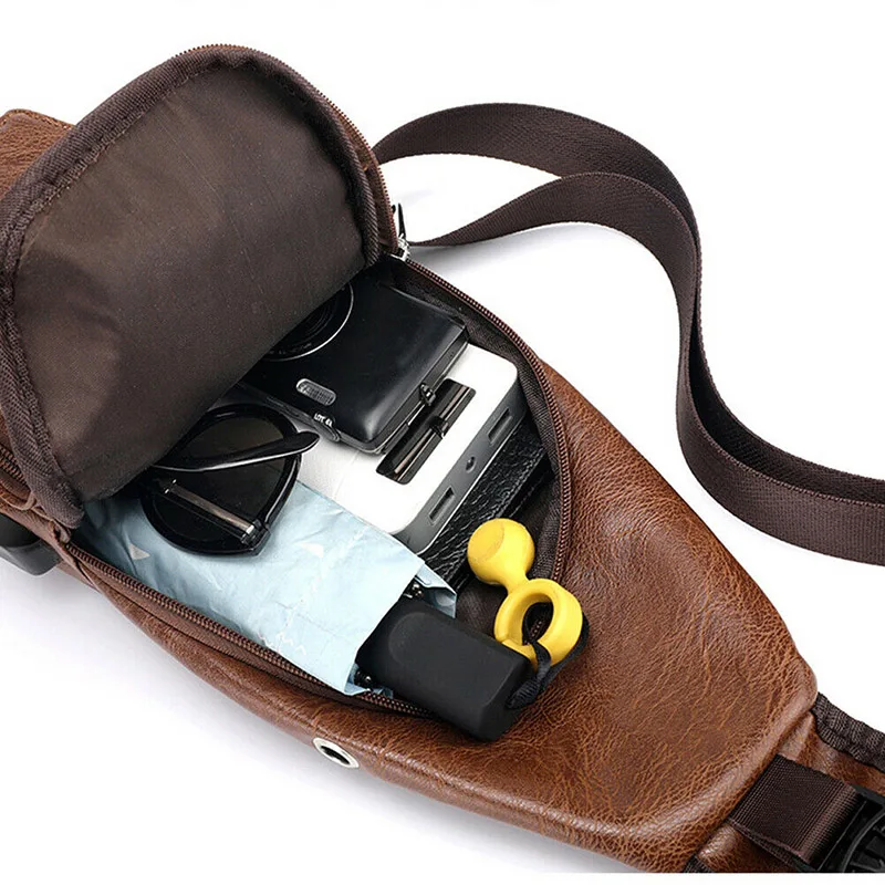 حقيبة الكتف للرجال USB شحن الرياضة Crossbody الرافعة الصدر حقيبة ظهر BB55