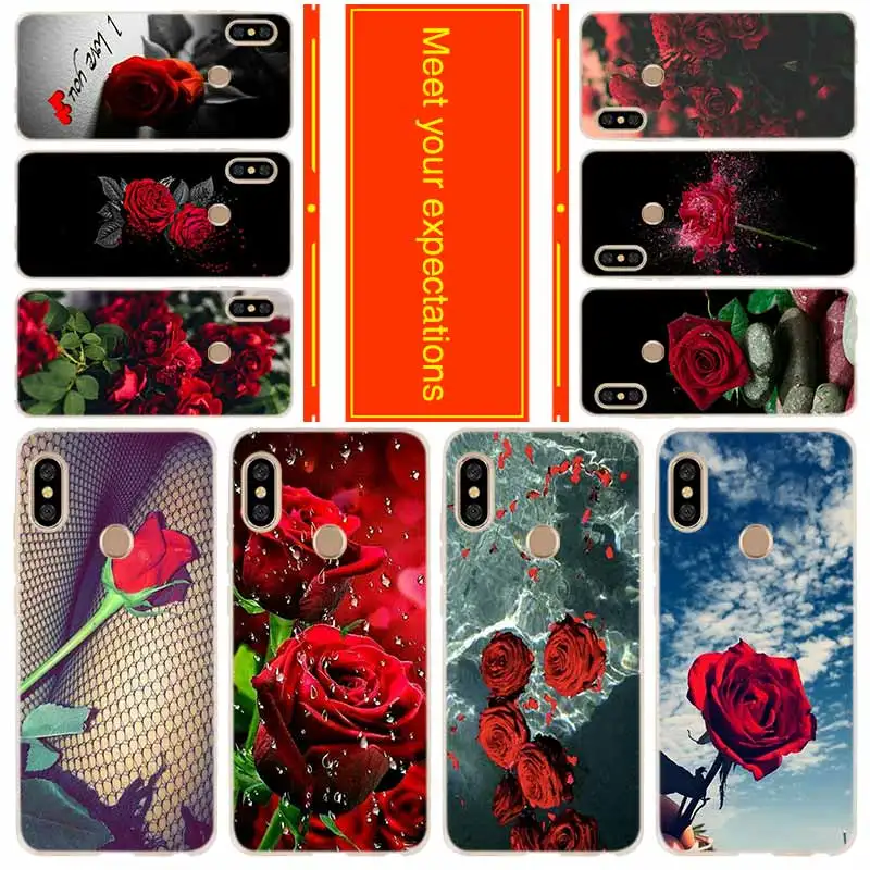 Силиконовый чехол для Xiaomi Redmi Cover 9 8 7 6 5 4 A 9at Prime 4x K20 Pro Y3 с цветными красными розами