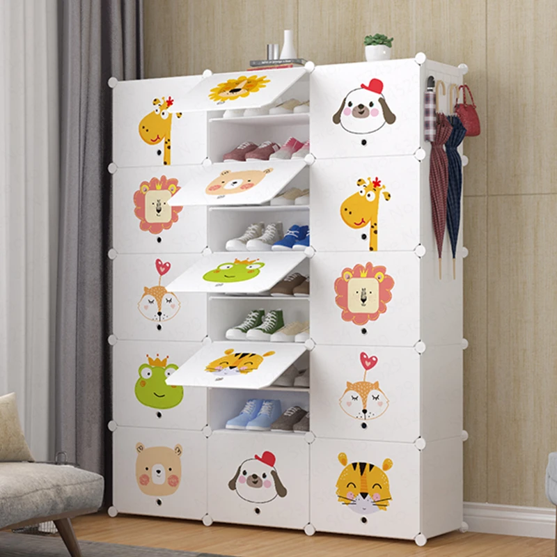 

Shoe Cabinet Multi Layer Assembly Locker Plastic Household Imitation Wood Economical Air-saving Interval Shoe Rack Dotomy