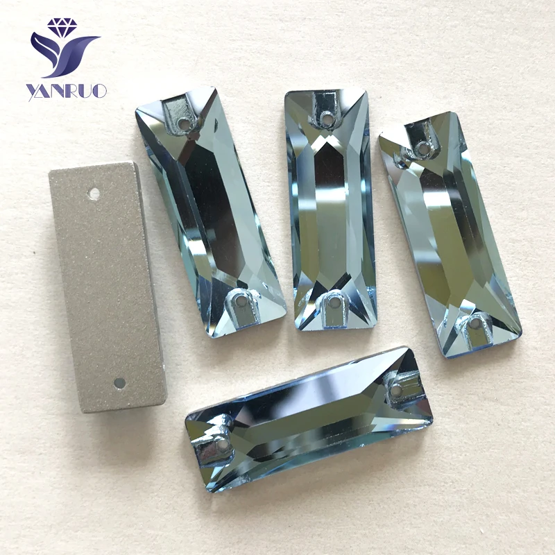 YANRUO 3255 우주 바게트, 아쿠아 마린, 모든 크기, 스트라스, 모조 다이아몬드, 크리스탈 스톤, 봉제