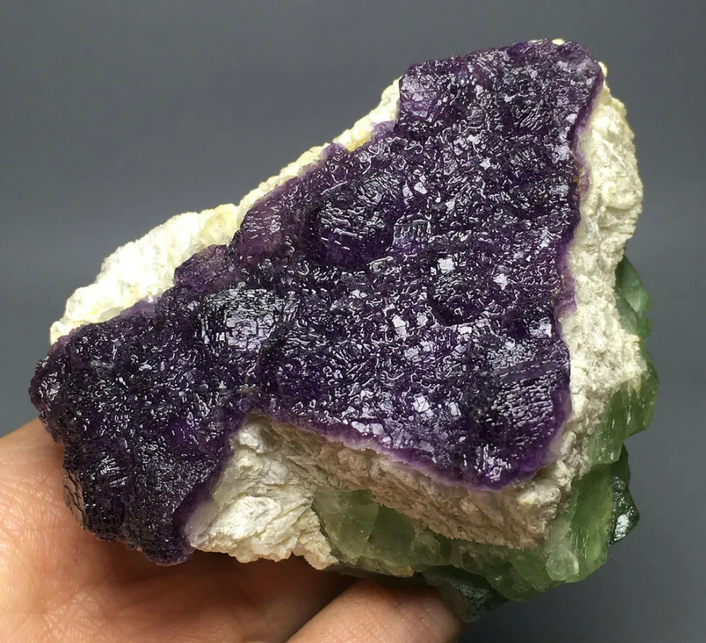 382 г натуральный идеальный пурпурный флюорит образец минерала заживляющие кристаллы