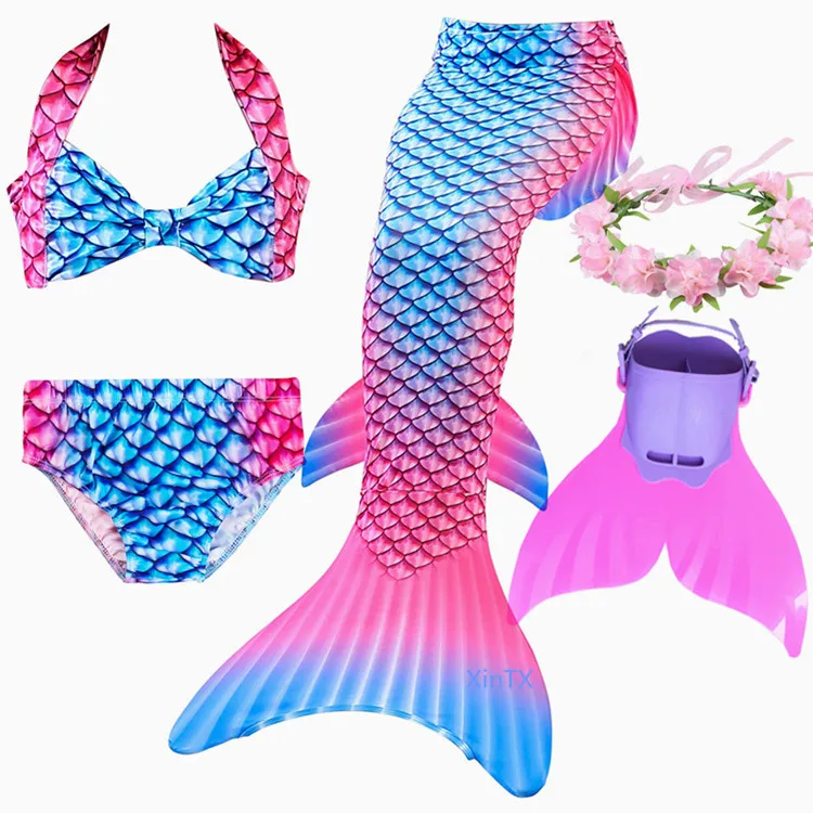 

Kids Mermaid Tails with Monofin Swimsuit Bikini Bathing Suit Dress for Girls summer surfing beach holiday Mermaid Tail Clothing