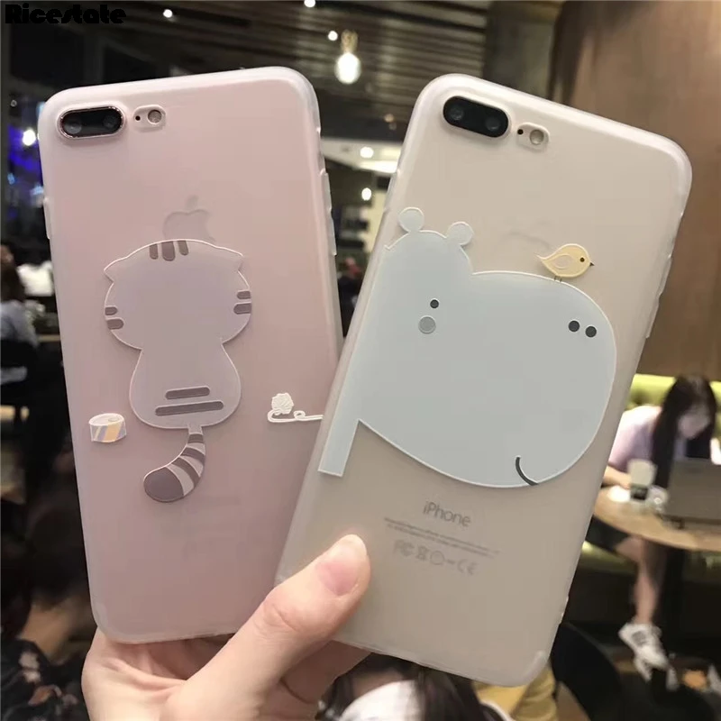 

Cute Elephant animal Case For 6 6s 7 8 Plus X 3D cute hippo Silicone soft Phone Case For iPhone X XS XR MAX 6 7 8 Plus TPU Cover