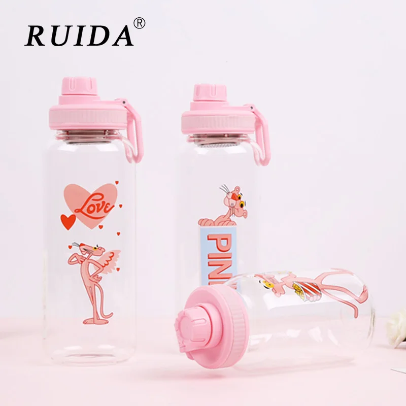 RUIDA креативные Мультяшные розовые Пантеры бутылки для воды Нескользящие дорожные бутылки для воды милые бутылки для воды для детей дети взрослые чашки