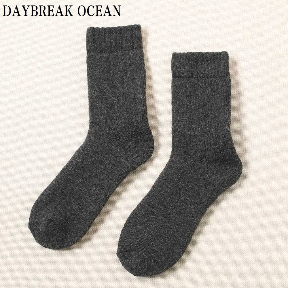 Большие размеры, высокое качество, брендовые новые мужские носки из Ангольской кроличьей шерсти, повседневные плотные теплые мягкие осенне-зимние мужские носки - Цвет: dark grey wool socks