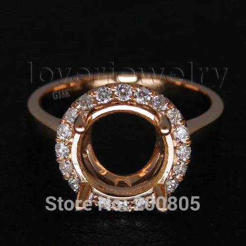 

Elegant Round 9x9mm in 18Kt Rose Gold Natural Diamond Setting Ring WU206