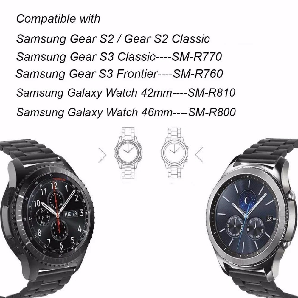 Стальной браслет для Samsung Galaxy Watch 3/41/45 мм/42/46 мм/Active/Gear S3 ремешок Garmin Vivoactive 3/Vivomove HR