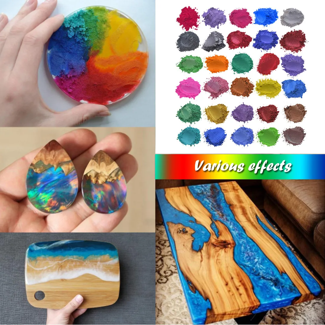 Mica powder Epoxide Resin Metallic 30colours x5g Soap Color Set Colour Pigment Powder Mica cosmetic Children's toys Soap candle