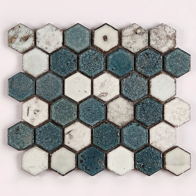 

Kepinfy Shinning Surface Building Material Hexagonal porcelain ceramic mosaic tiles for Kitchen ,Bathroom ,Background