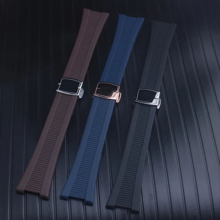 

High quality 25mm Black Brown Blue Sillicone Rubber Watchband Strap For PATEK PHILI Nautilus 5712G 7010G Watch