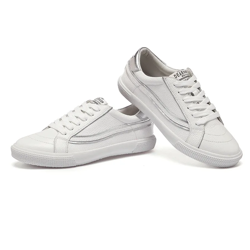 Señoras De 01 Calidad Mujeres 02 Zapatos Casuales Marca Planos Las Genuino white Cuero Red A072 100 white Zapatillas Alta Transpirable White And Blanco Los La Silver 01 65wqA