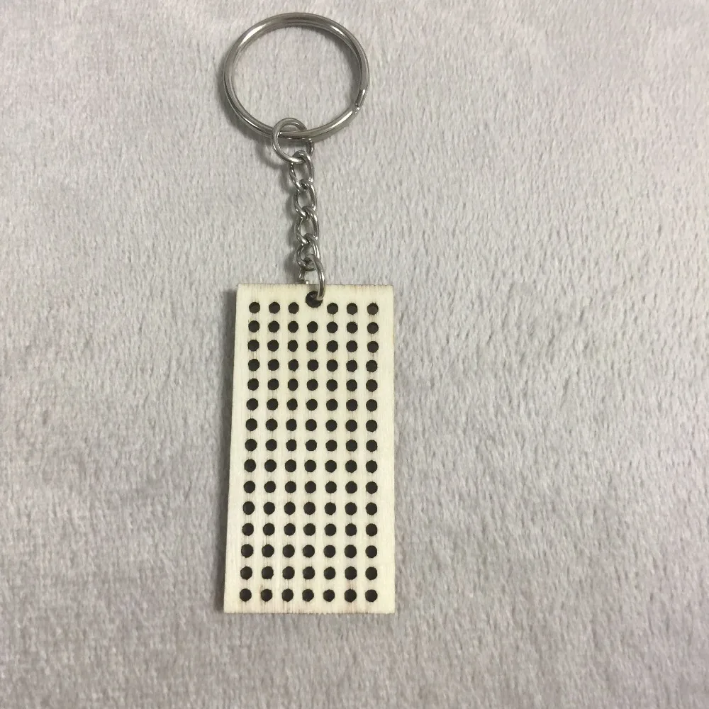  Wooden charm DIY Wooden Needlework Keychain Kit rectangle shape (3)