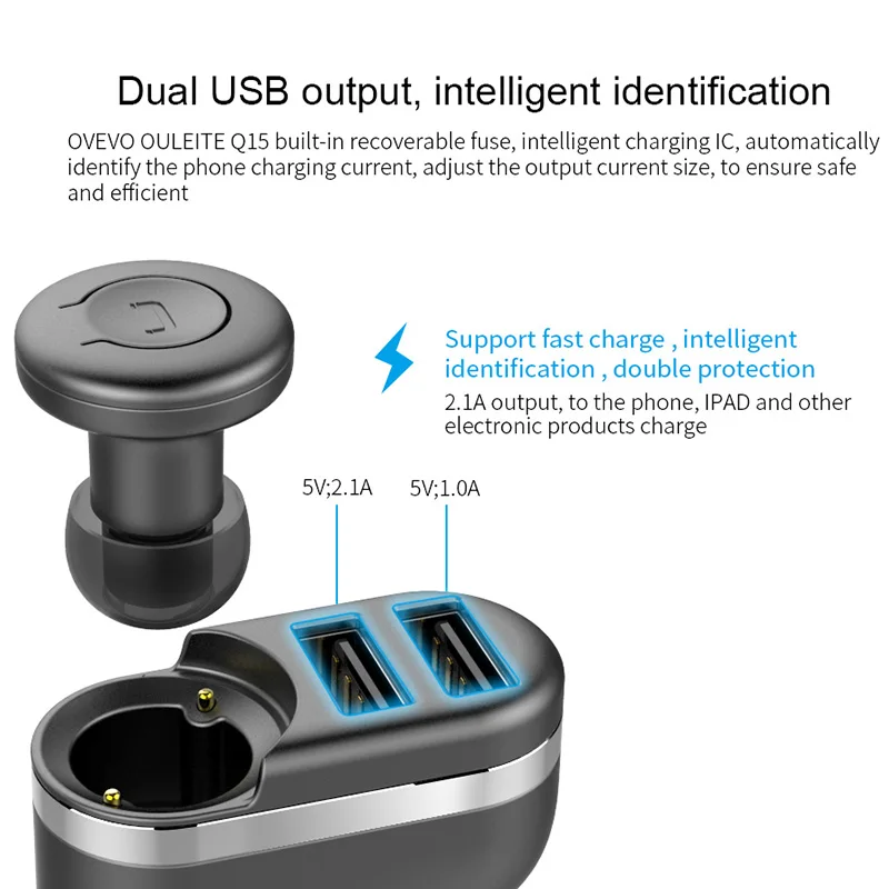 Bluetooth наушники беспроводные вкладыши автомобильное зарядное устройство USB интерфейс Bluetooth 4,2 наушники для вождения с авто