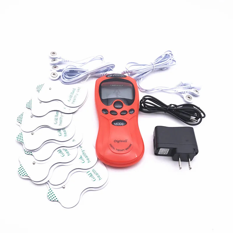 B1329 RED dual channels electric tens therapy pulse massager with 8pcs gel electrode pad  (24)