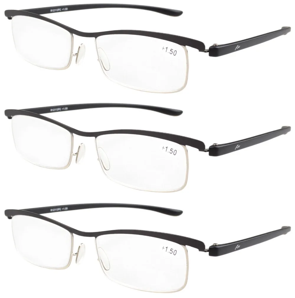 R12113 BlackSilver 3 шт в комплекте легкий двухцветная рама пластиковые очки для чтения