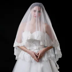 In Stock 1.5m Wedding Veil 2020 Appliques Edge White Bridal Veils One Layer Wedding Accessories Free Shipping