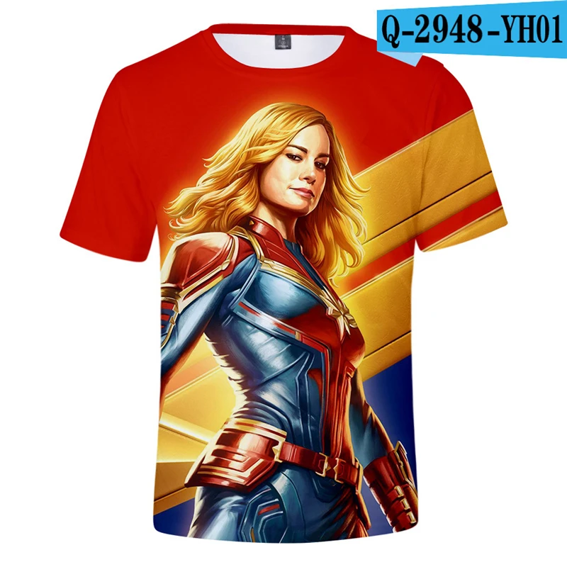 Футболка капитана мартса костюмы футболки 3D Marvel рубашка Carol Danvers Мстители одежда