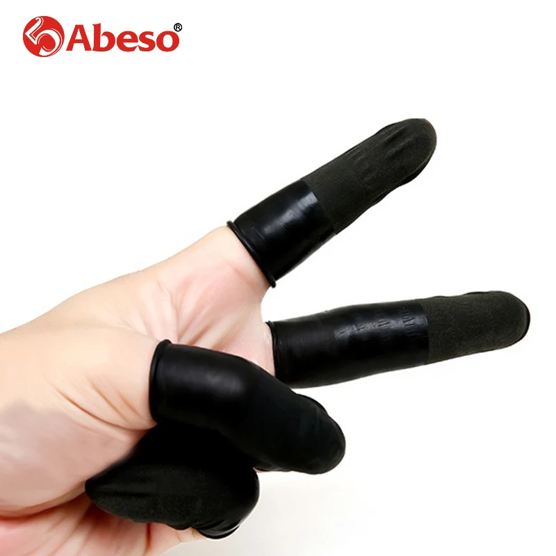 

100/1000pcs/lot ABESO durable BLACK latex finger cots antislip for chalk Electronic finger cots A7215