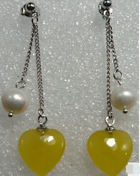 DYY 827+++2 choices wholesale yellow heart and green jade/white shell pearl beads fashon earrings | Украшения и аксессуары