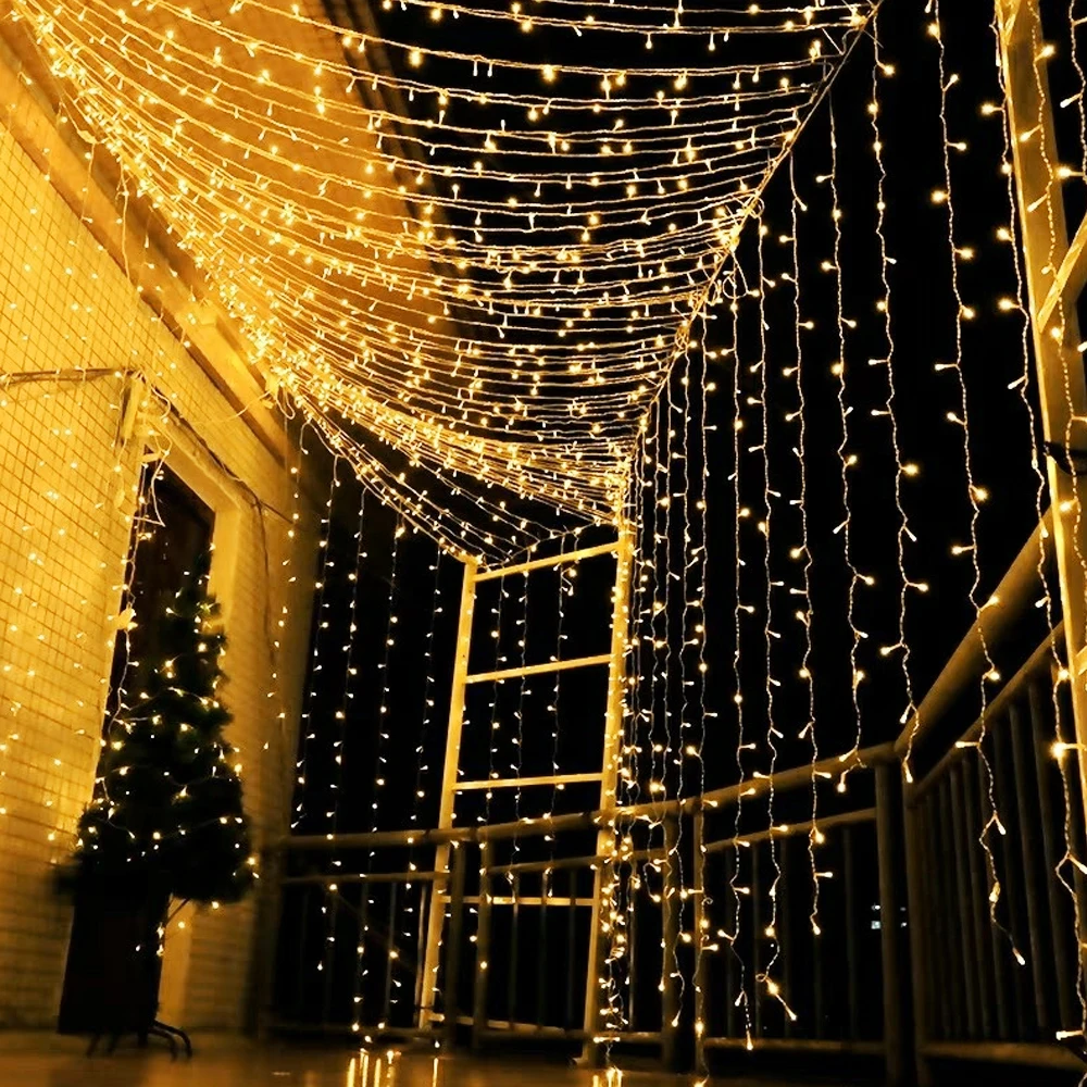 LED Garden Lawn lamp 3x3M 110V/220V LED Curtain String lights Outdoor Yard Landscape Wedding Christmas Decoration Garden light