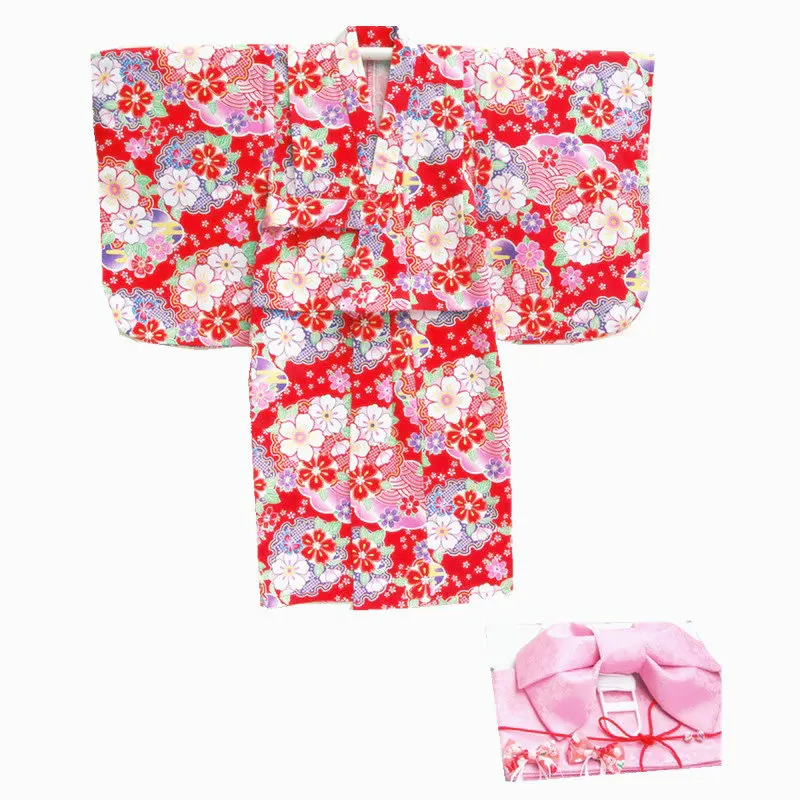  2PCS 1Set Floral Print Summer Infant Baby Girls Robes Baby Kid Girls Floral Cotten Kimono Robes Bat