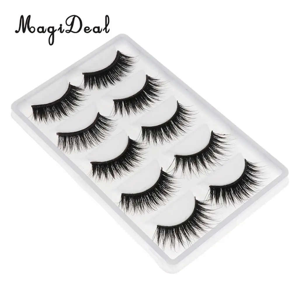 MagiDeal High Quality 5 Pairs Black Fake Fiber Eyelashes for 12 Inch Dolls DIY Making Repair Accessories Kids Play Funny Toy