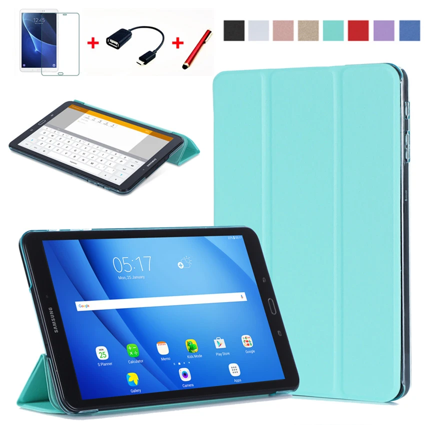 Funda inteligente de cuero PU para Samsung Galaxy A a6, 10,1, 2016, T585, T580, SM T580, T580N, película y bolígrafo|smart case|for samsung galaxy tabfunda tablet - AliExpress