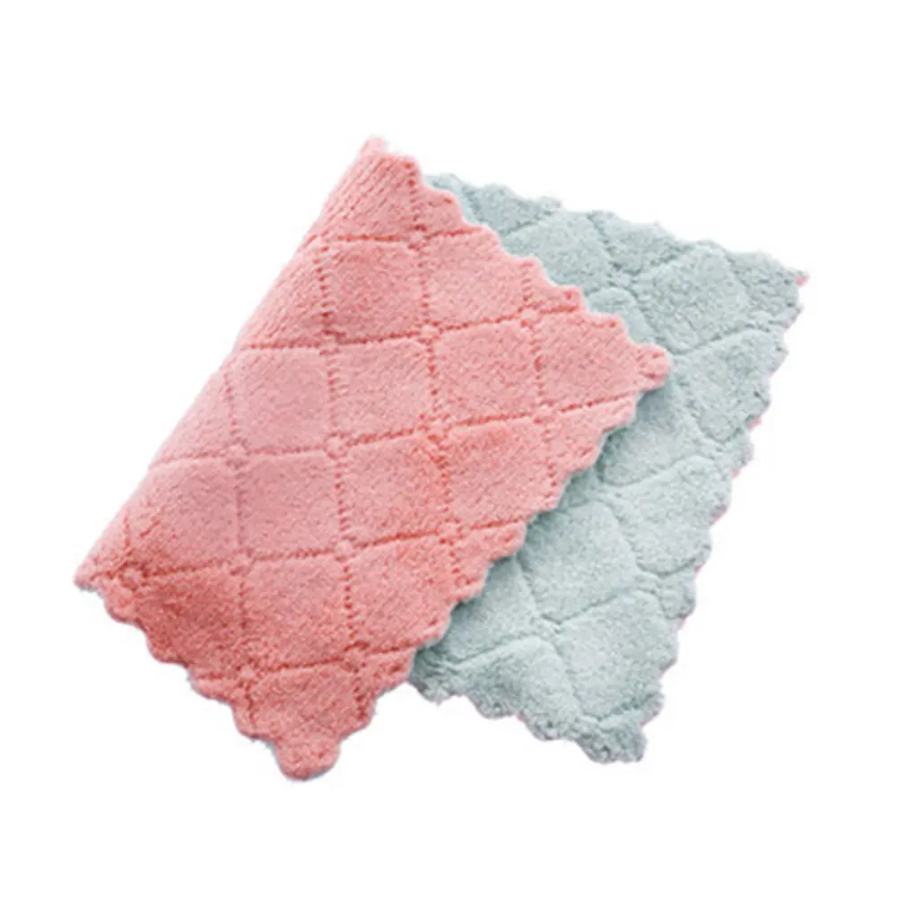 

Kitchen Double-sided Absorbent Dish Cloth Non-stick Oil Hand Towel Thickening Tablecloth Towel Lint-free Cleaning Cloth