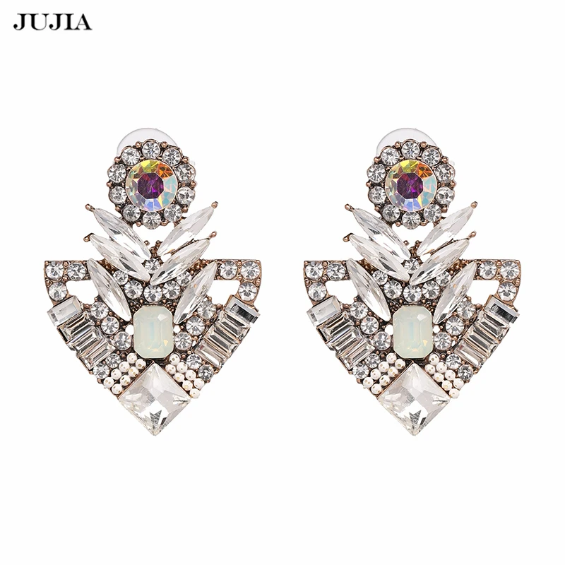 JUJIA, треугольные серьги, горячий дизайн, обручение, кристалл, серьги-гвоздики для женщин, опт, Brincos