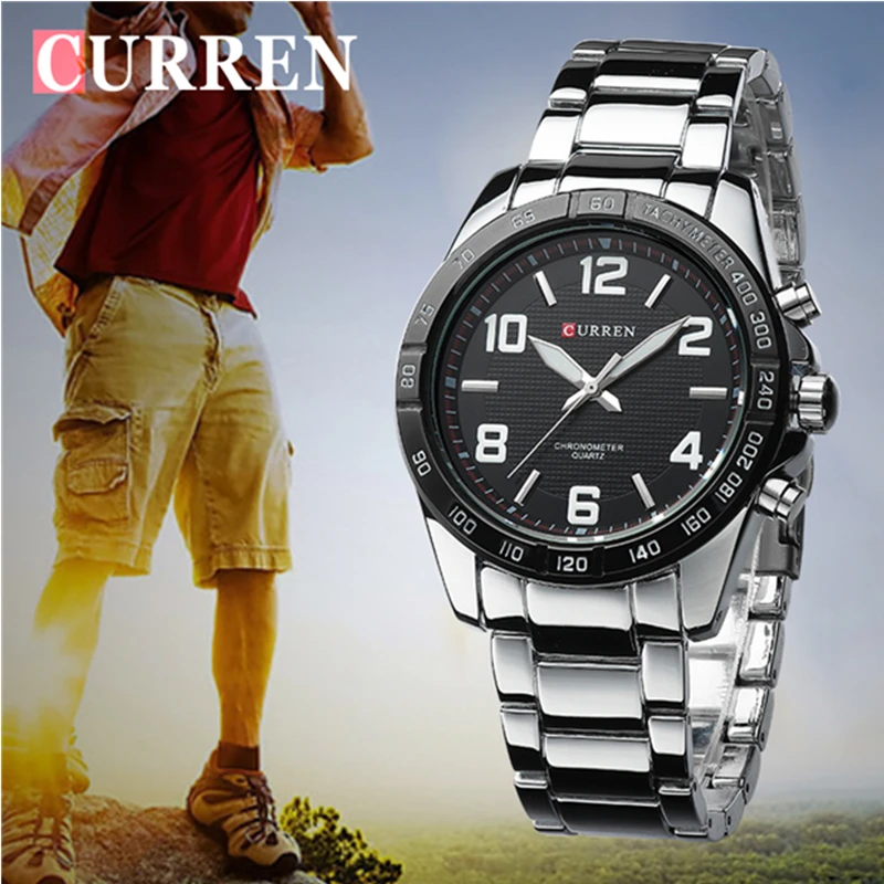 

New Watches Men Fashion CURREN Brand Men Quartz Clock Man Full Steel Strap Sport Casual Waterproof Wrist Watch relogio masculino