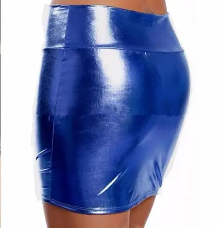 Soft PU Leather Skirts With High Waist Slim Hip Pencil Skirts Women Sexy Slim Tight leather Red /Black /Blue /Gray Skirts Blue